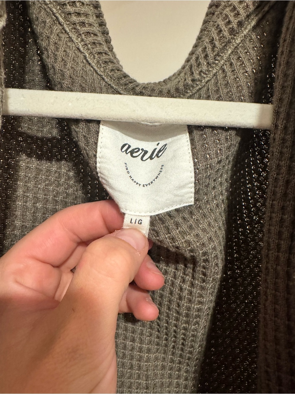 aerie Olive Waffle Knit Shirt Jacket - Picture 3 of 3